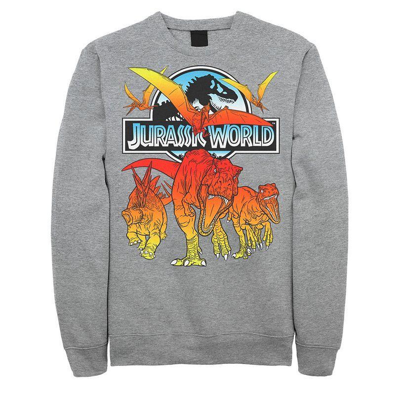 Mens Jurassic World Two Dino Charging Comic Pop Fleece Athletic Grey Product Image