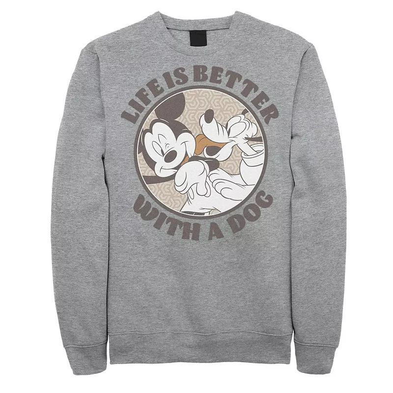 Disneys Big & Tall Mickey & Friends Life Is Better With A Dog Fleece, Mens Athletic Grey Product Image