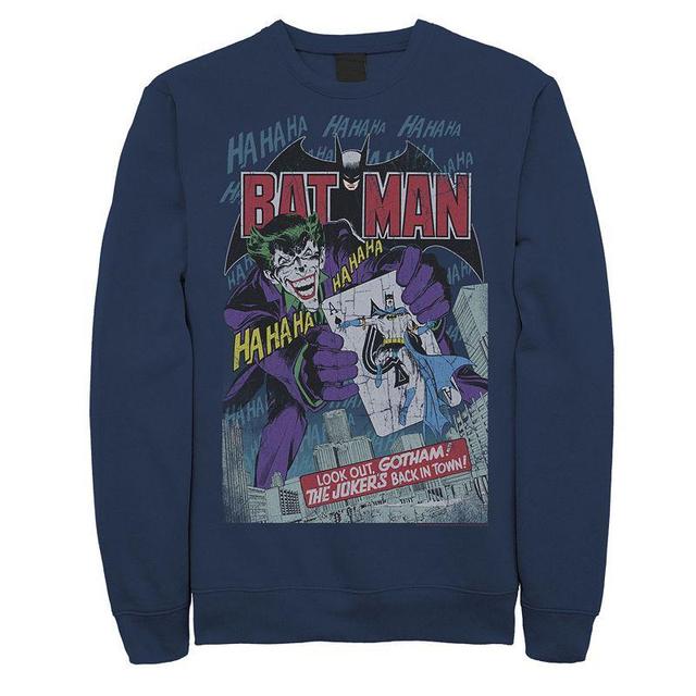 Mens DC Comics Batman And Joker Comic Cover Sweatshirt Blue Product Image