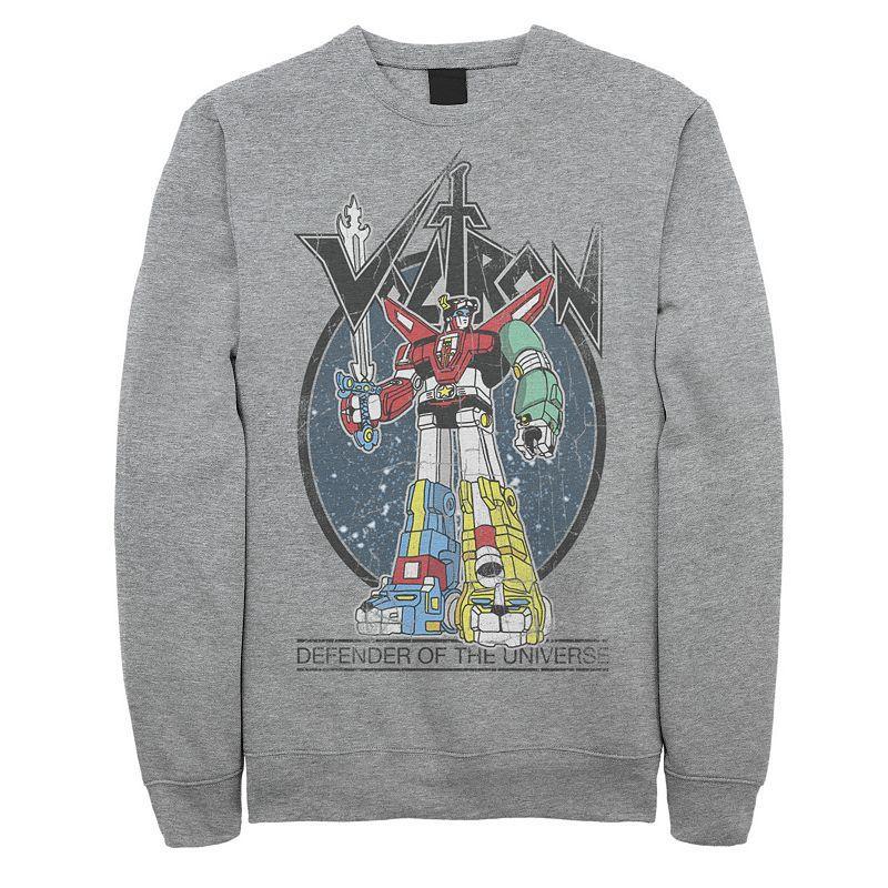 Mens Voltron: Retro Defender Colorful Distressed Graphic Fleece Athletic Grey Product Image