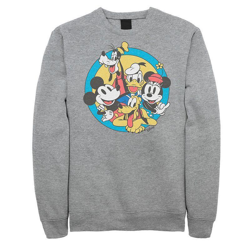 Disneys Mickey Mouse & Friends Big & Tall Retro Group Shot Graphic Fleece, Mens, Size: 3XB, Med Grey Product Image