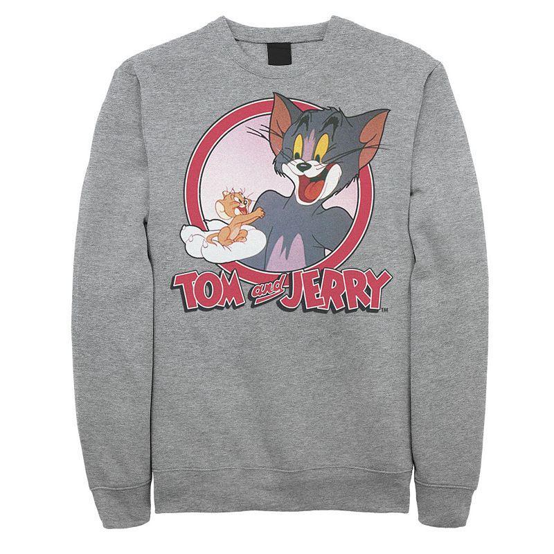 Mens Tom And Jerry Retro Style Portrait Sweatshirt, Mens Athletic Grey Product Image