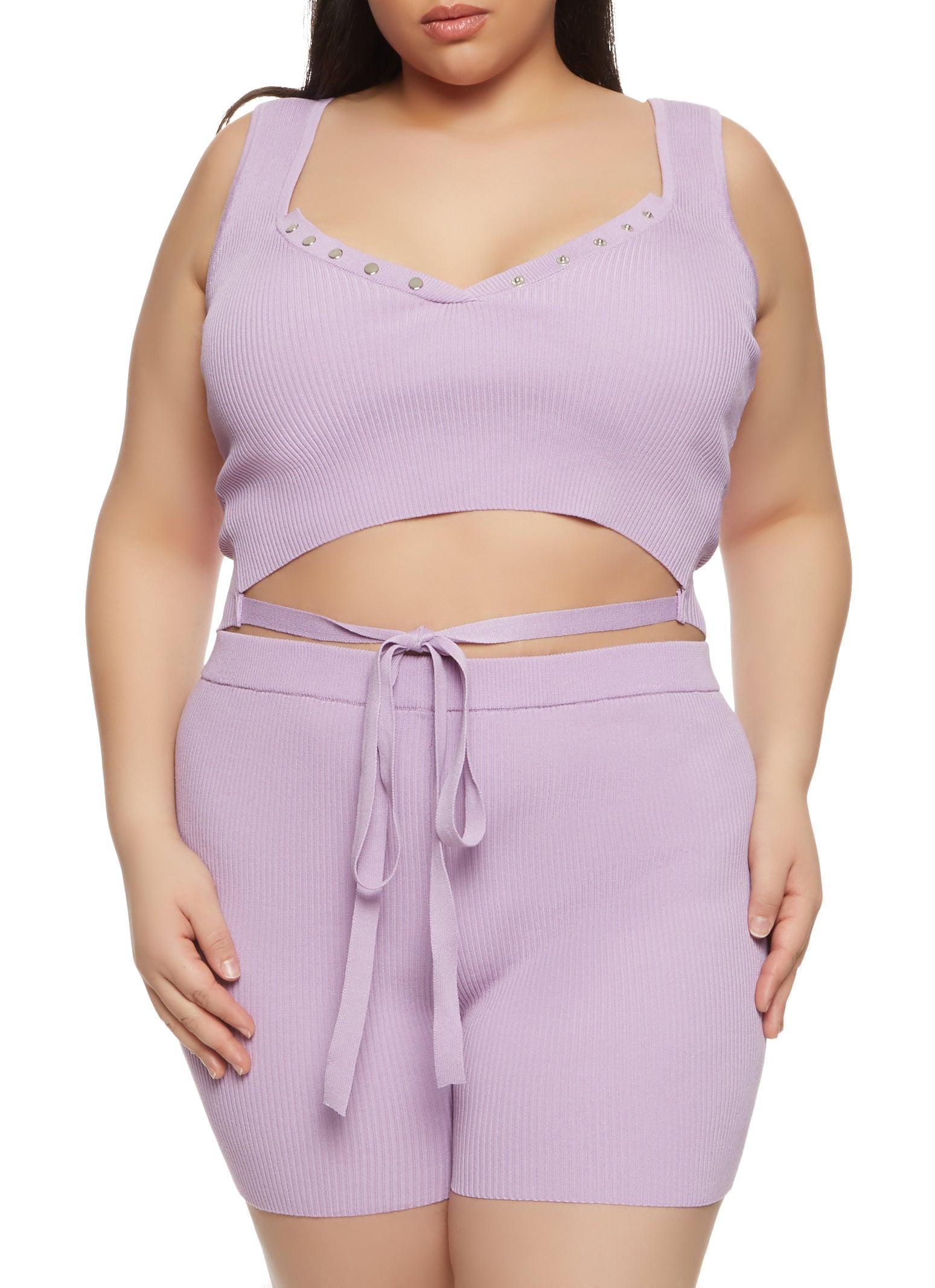 Womens Plus Size Daisy Tie Front Cropped Tank Top Product Image