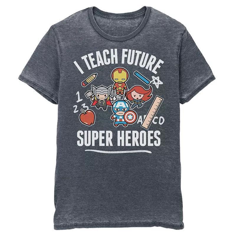 Mens Marvel Avengers Classic I Teach Super Heroes Tee Grey Heather Product Image