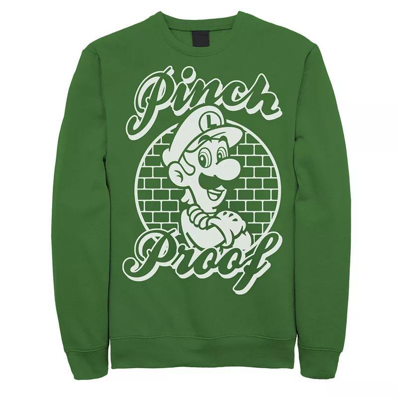 Mens Nintendo Super Mario Bros. St. Patricks Day Luigi Pinch Proof Fleece Sweatshirt Product Image