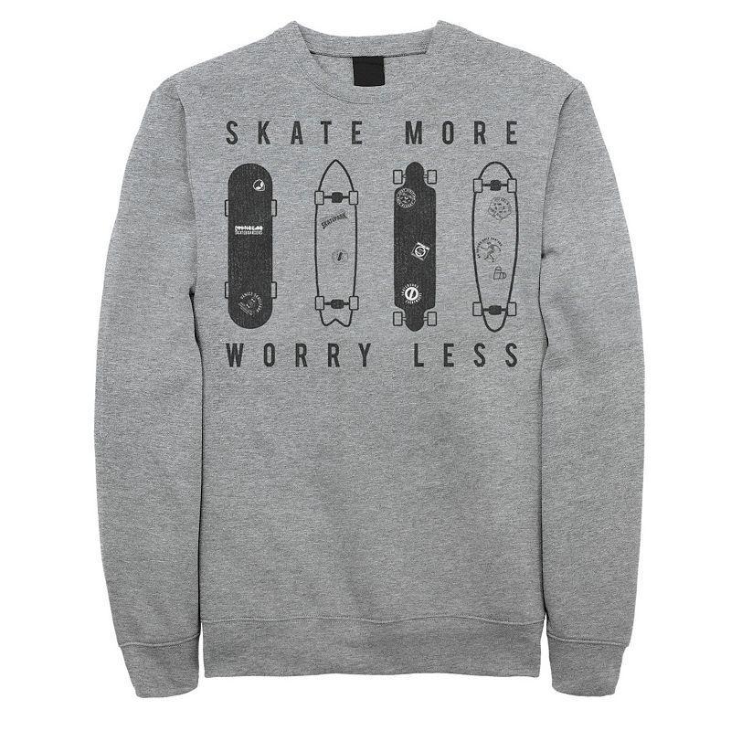 Mens Skate More Worry Less Skateboard Lineup Sketch Sweatshirt Athletic Grey Product Image