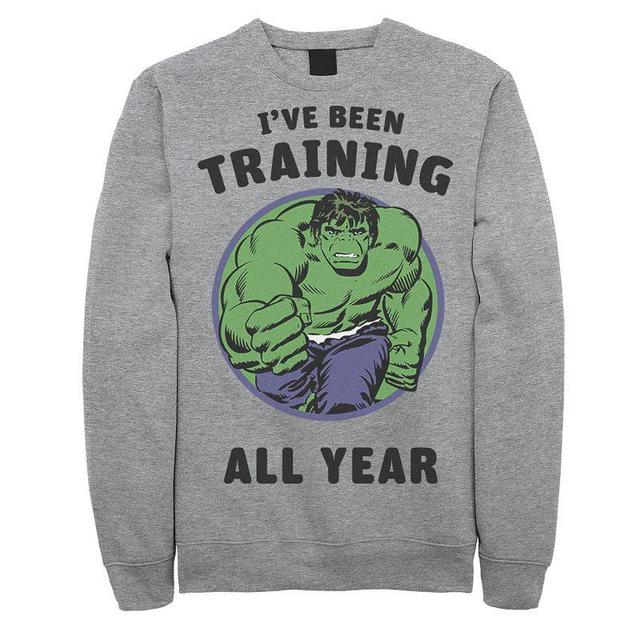 Mens Marvel Avengers Hulk Ive Been Training All Year Sweatshirt Athletic Grey Product Image