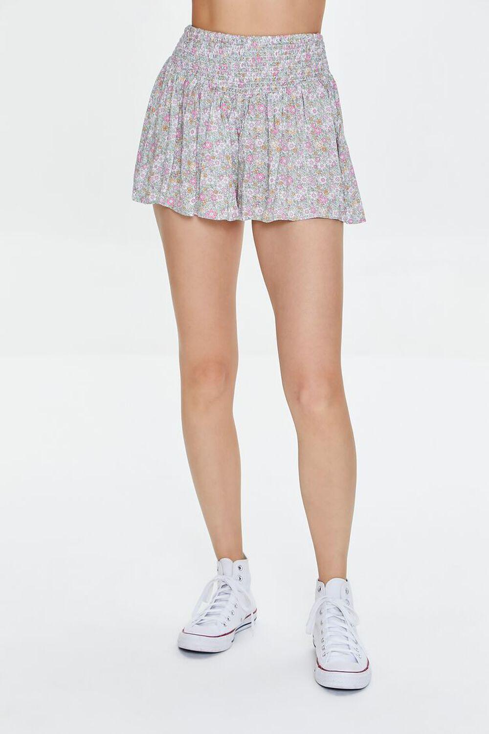 Smocked Floral Print Shorts | Forever 21 Product Image