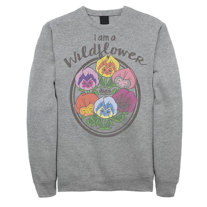 Mens Alice In Wonderland Wildflower Text Sweatshirt Athletic Grey Product Image