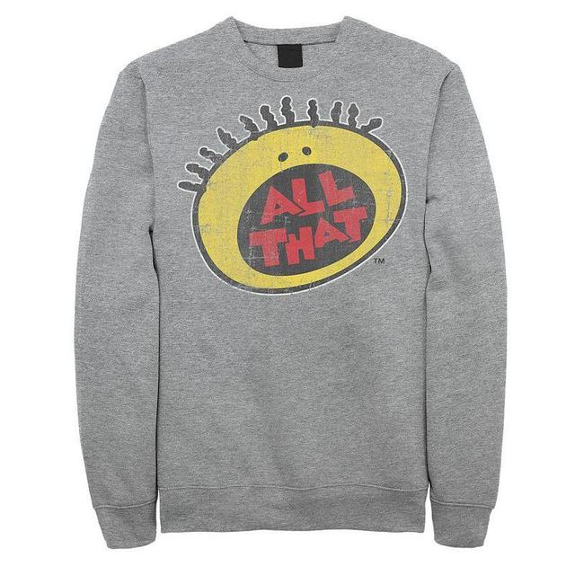 Mens Nickelodeon All That Classic Vintage Face Logo Title Graphic Fleece Pullover Med Grey Product Image