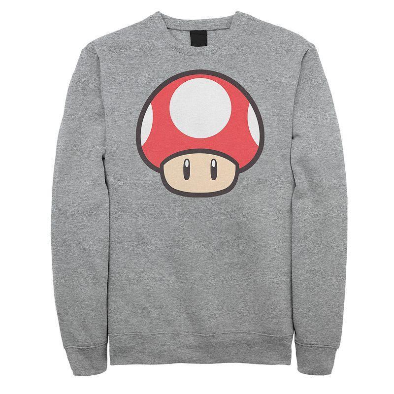 Mens Nintendo Mushroom Power Up Sweatshirt Athletic Grey Product Image