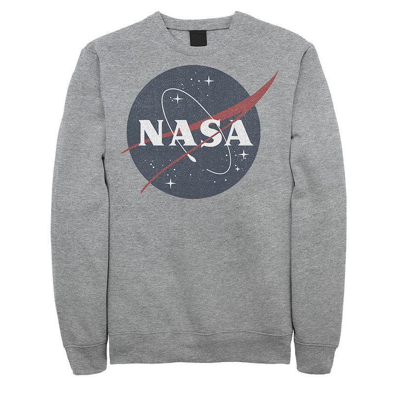 Mens NASA Classic Circle Logo Graphic Fleece Pullover Athletic Grey Product Image