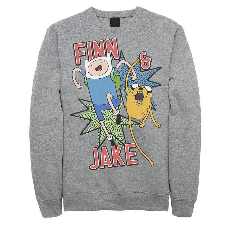 Mens Cartoon Network Adventure Time Finn & Jake Kapows Fleece Grey Heather Product Image