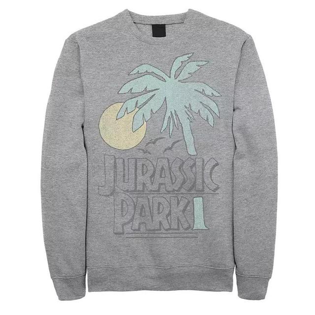 Mens Jurassic Park Palm Tree Sunset Logo Sweatshirt Athletic Grey Product Image