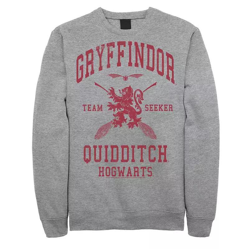 Mens Harry Potter Deathly Hallows 2 Gryffindor Quidditch Fleece Pullover Athletic Grey Product Image