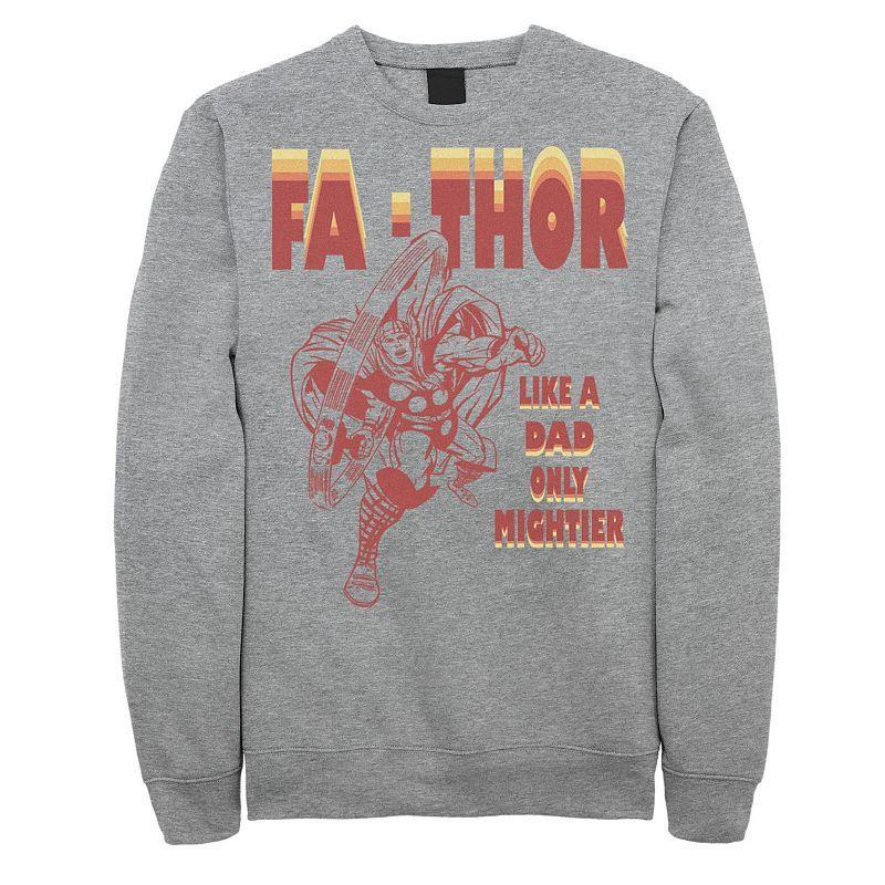 Mens Marvel Fa-Thor Like A Dad Only Mightier Retro Fathers Day Sweatshirt Athletic Grey Product Image