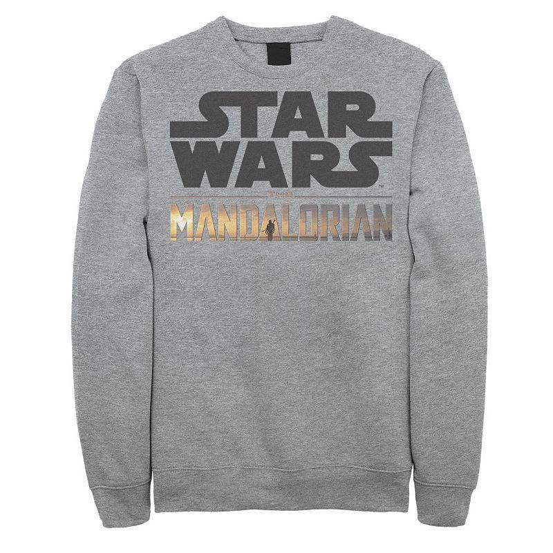 Mens Star Wars The Mandalorian Show Logo Stack Sweatshirt Athletic Grey Product Image