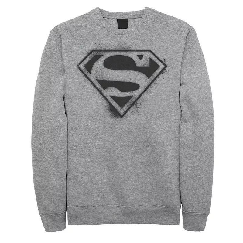 Mens DC Comics Superman Spray Paint Stencil Logo Sweatshirt Athletic Grey Product Image