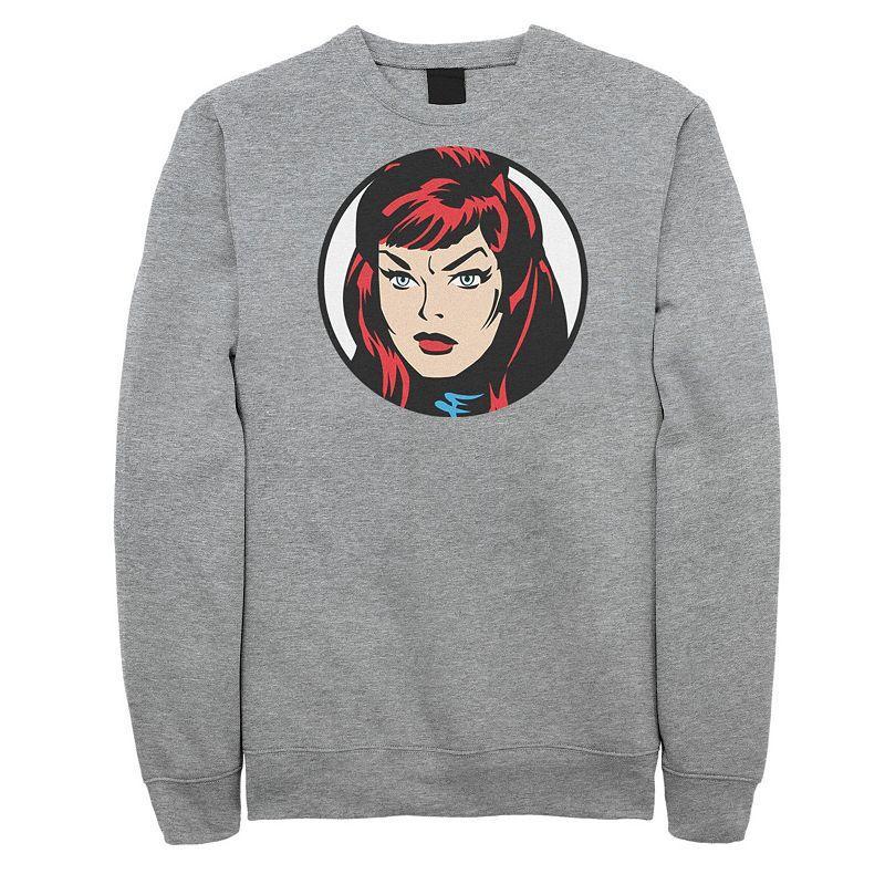 Mens Marvel Black Widow Big Face Sweatshirt Athletic Grey Product Image