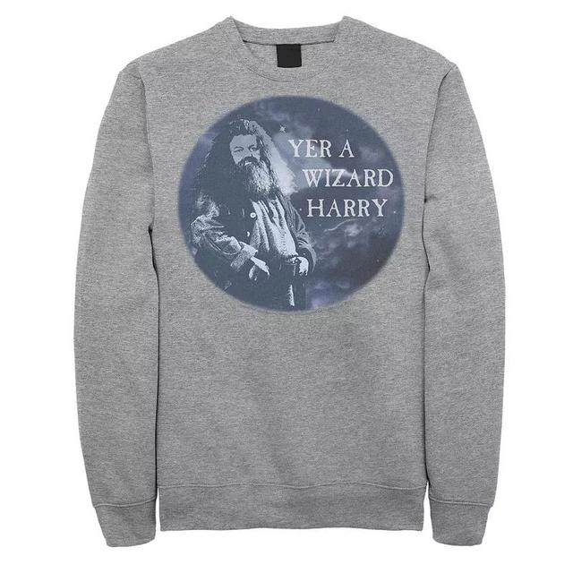 Mens Harry Potter Hagrid Yer A Wizard Harry Portrait Fleece Graphic Pullover Grey Heather Product Image