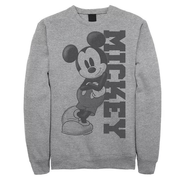 Disneys Mickey Mouse Mens Leaning Sweatshirt Athletic Grey Product Image