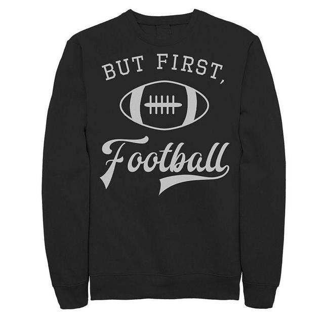 Mens But First Football Poster Graphic Fleece Pullover Product Image