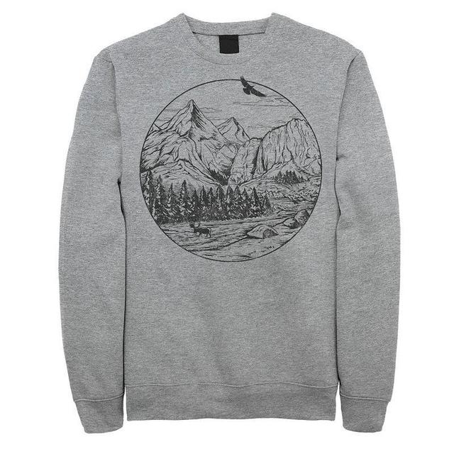 Mens Fifth Sun Mountain Falls Sketch Sweatshirt Med Grey Product Image