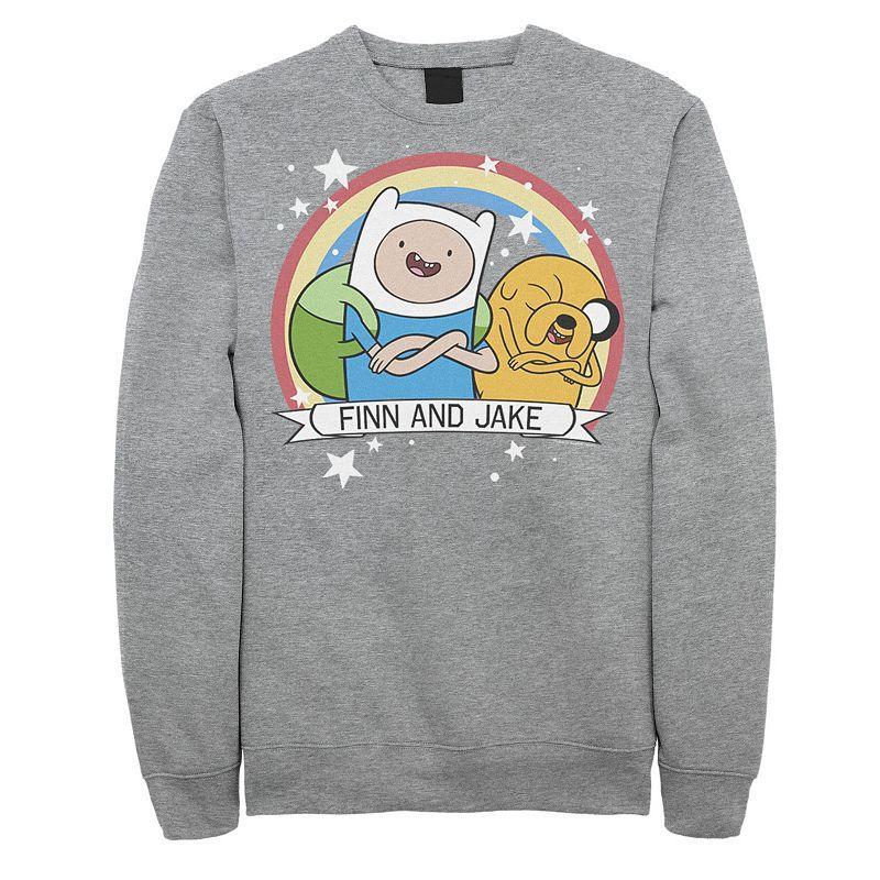 Mens Cartoon Network Adventure Time Finn & Jake Rainbow Banner Fleece Product Image