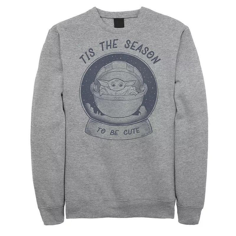 Mens Star Wars The Mandalorian The Child Christmas Tis The Season Sweatshirt Athletic Grey Product Image