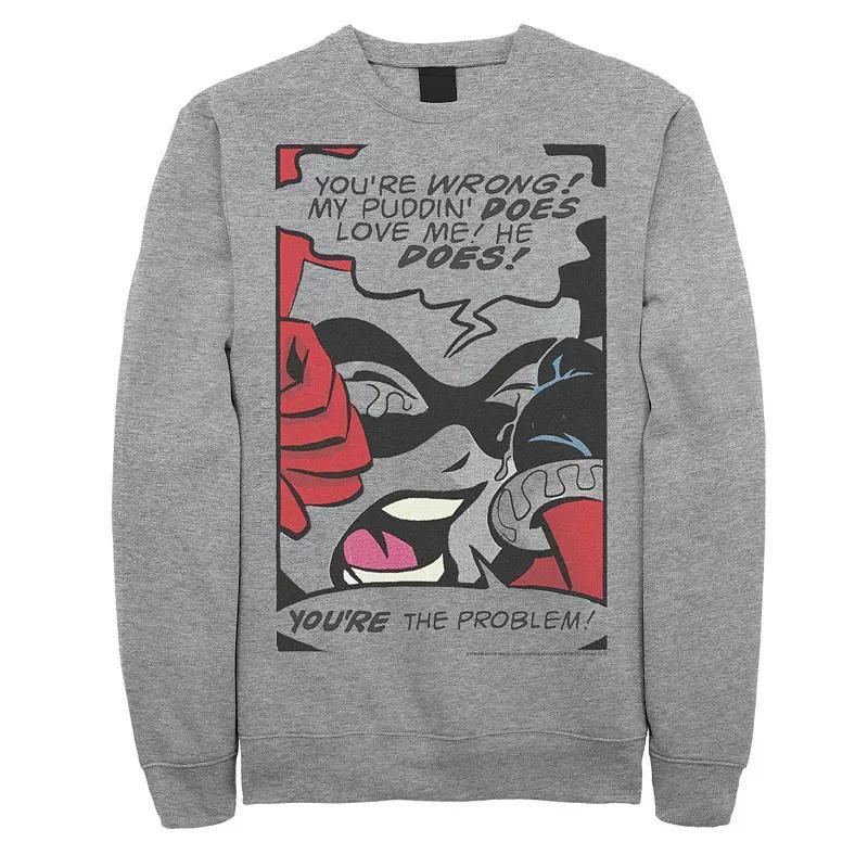 Mens DC Comics Harley Quinn Crying Comic Sweatshirt Athletic Grey Product Image