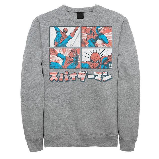 Mens Marvel Spider-Man Kanji Comic Illustration Graphic Fleece Pullover Athletic Grey Product Image