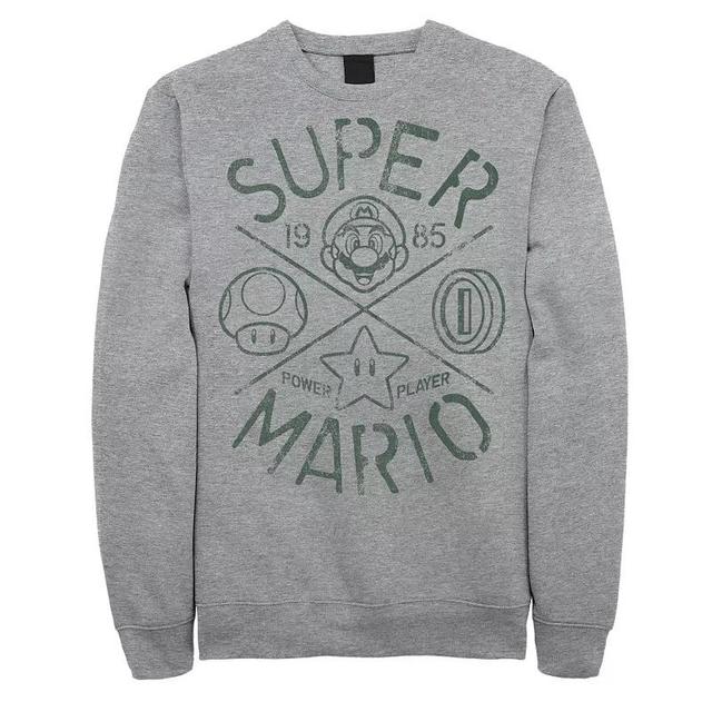 Big & Tall Super Mario 1985 Power Player Graphic Fleece Pullover, Mens Athletic Grey Product Image