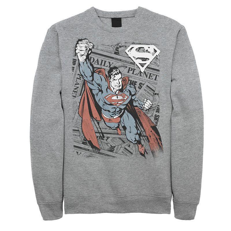 Mens DC Comics Superman Daily Planet Background Poster Sweatshirt Product Image