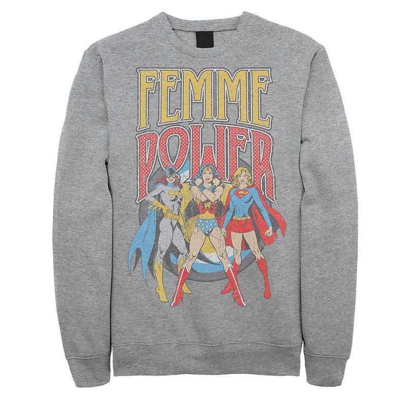 Mens DC Comics Justice League Vintage Femme Power Sweatshirt Athletic Grey Product Image