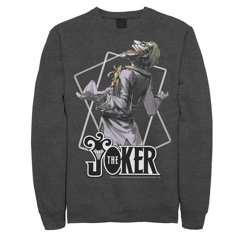 Mens DC Comics The Joker Laughing Maniac Portrait Sweatshirt Athletic Grey Product Image