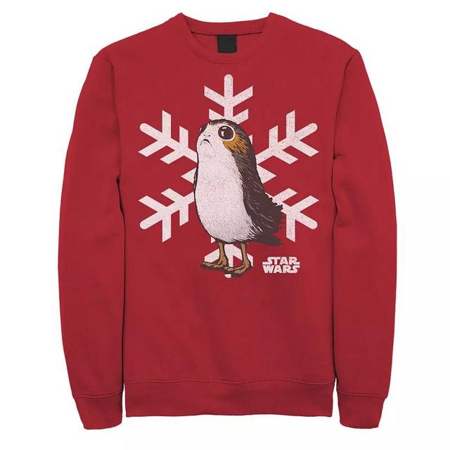 Mens Star Wars Porg Snowflake Christmas Holiday Graphic Fleece Pullover Product Image