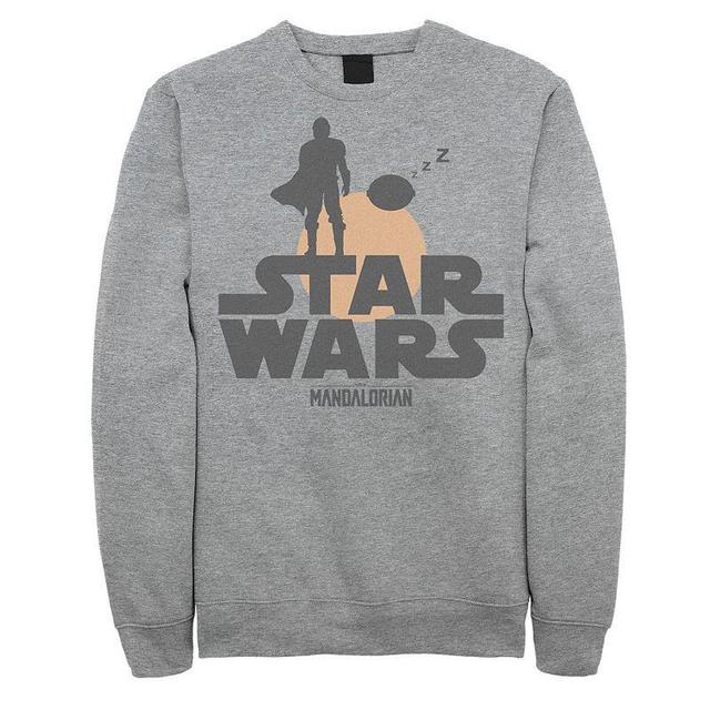 Mens Star Wars The Mandalorian The Child Sunset Silhouette Logo Sweatshirt Athletic Grey Product Image