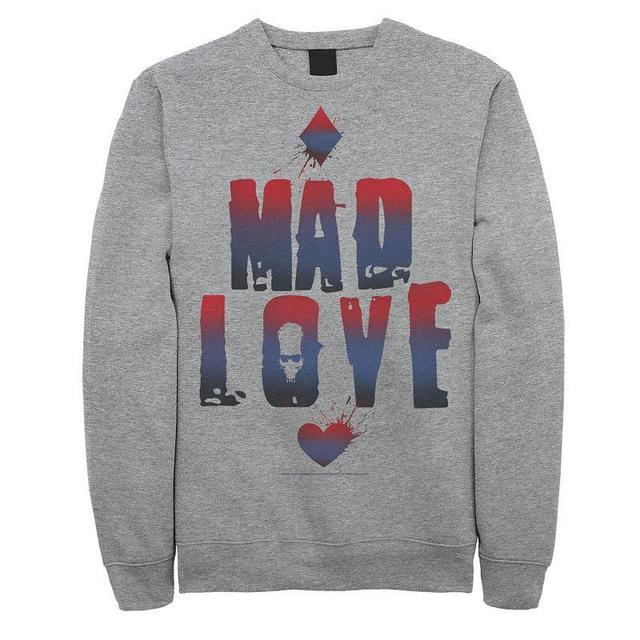 Mens DC Comics Batman Harley Quinn And Joker Mad Love Text Sweatshirt, Mens Athletic Grey Product Image