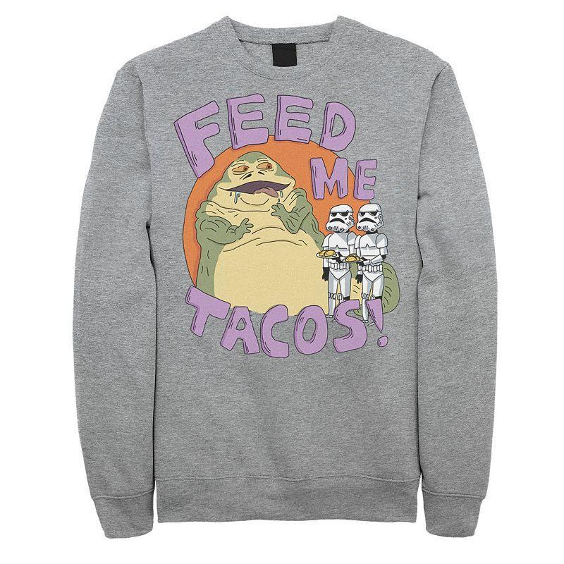 Mens Star Wars Jabba The Hutt Feed Me Tacos Doodle Sweatshirt Athletic Grey Product Image