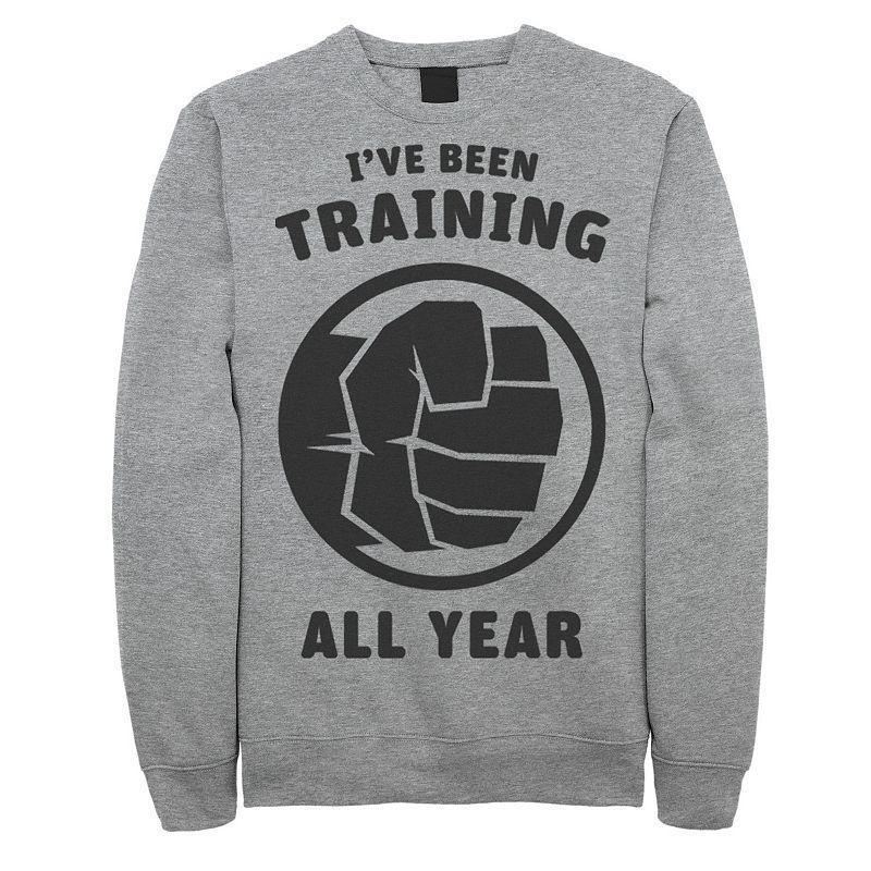 Mens Marvel Avengers Hulk Ive Been Training All Year Logo Sweatshirt Med Grey Product Image