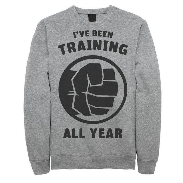 Mens Marvel Avengers Hulk Ive Been Training All Year Logo Sweatshirt Med Grey Product Image