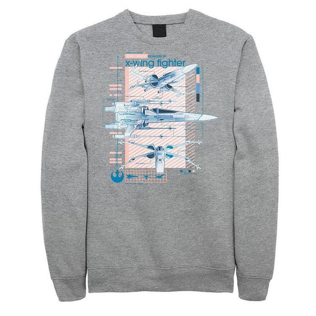 Mens Star Wars The Rise of Skywalker X-Wing Details Fleece Graphic Top Athletic Grey Product Image