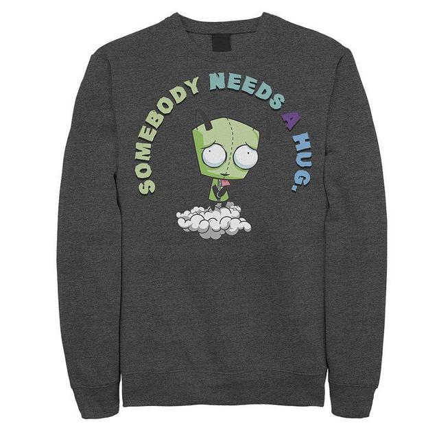 Mens Nickelodeon Invader Zim Gir Somebody Needs A Hug Sad Portait Graphic Fleece Pullover Blue Product Image