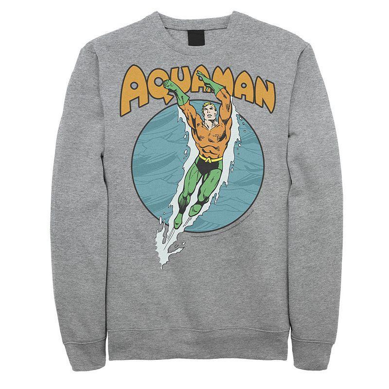 Mens DC Comics Aquaman Swimming Dance Fleece Sweatshirt Athletic Grey Product Image