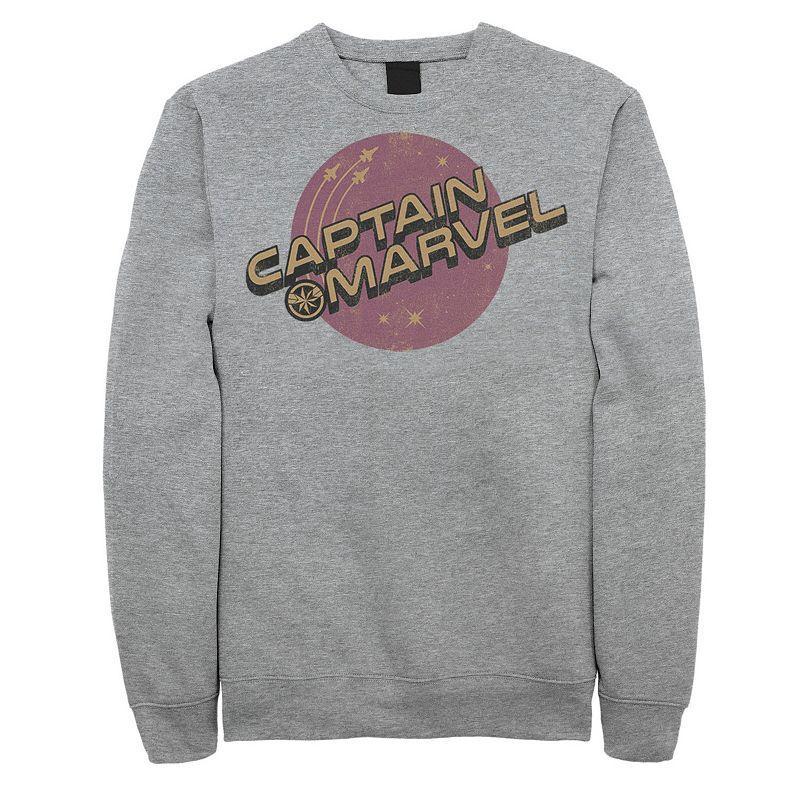 Mens Marvel Captain Marvel Purple Planet Logo Sweatshirt Athletic Grey Product Image