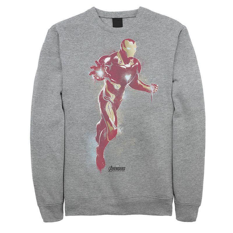 Mens Marvel Avengers: Endgame Iron Man Spray Paint Sweatshirt Athletic Grey Product Image