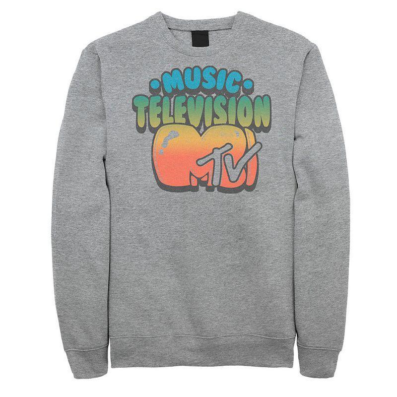 Big & Tall MTV Logo Bubble Balloon Font Style Sweatshirt, Mens, Size: 3XL, Med Grey Product Image