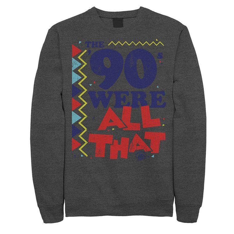 Mens Nickelodeon All That The Nineties Were Retro Poster Graphic Fleece Pullover Grey Product Image