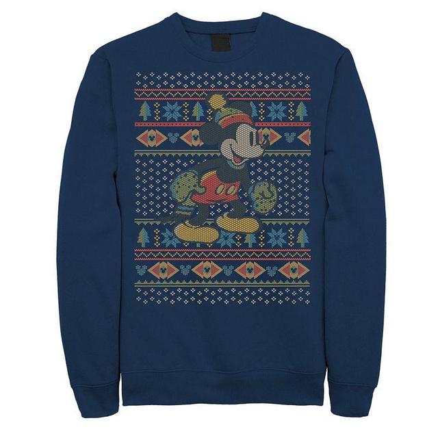 Mens Disney Mickey Mouse Christmas Sweater Style Sweatshirt Blue Product Image