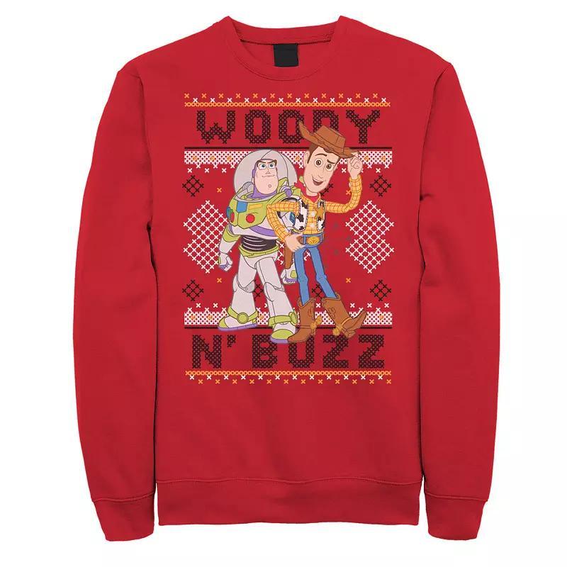 Disney / Pixars Toy Story Mens Woody & Buzz Ugly Christmas Graphic Fleece Pullover Product Image